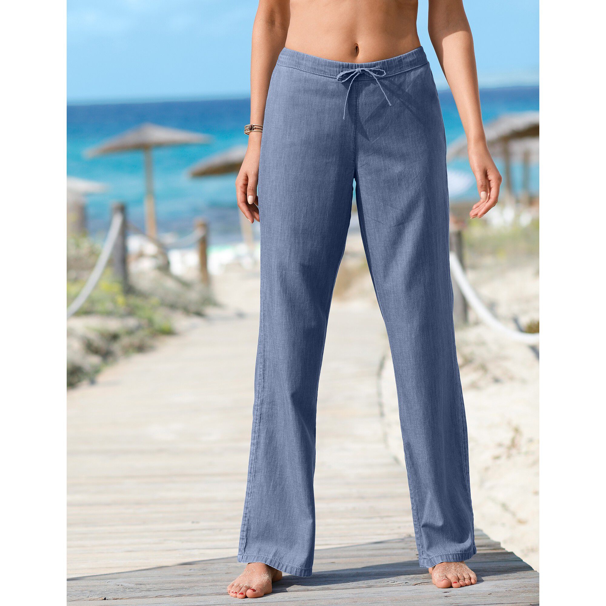 Pantalon droit denim léger