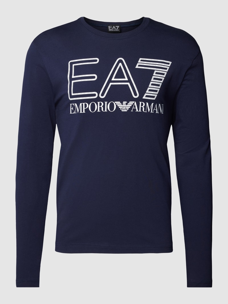Longsleeve mit Label- und Logo-Print in marineblau