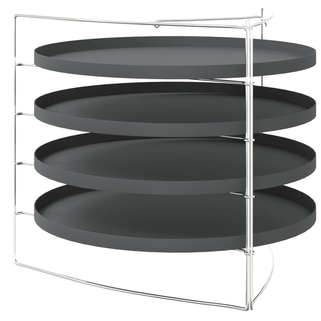 vidaXL Pizzablech Pizzableche 4 Stk. mit Gestell Ø 28 cm Stahl, Stahl