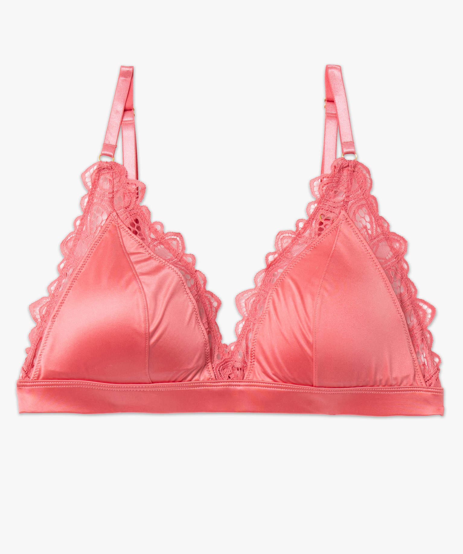 Soutien-gorge triangle en satin et dentelle avec mousses amo... rose | GEMO