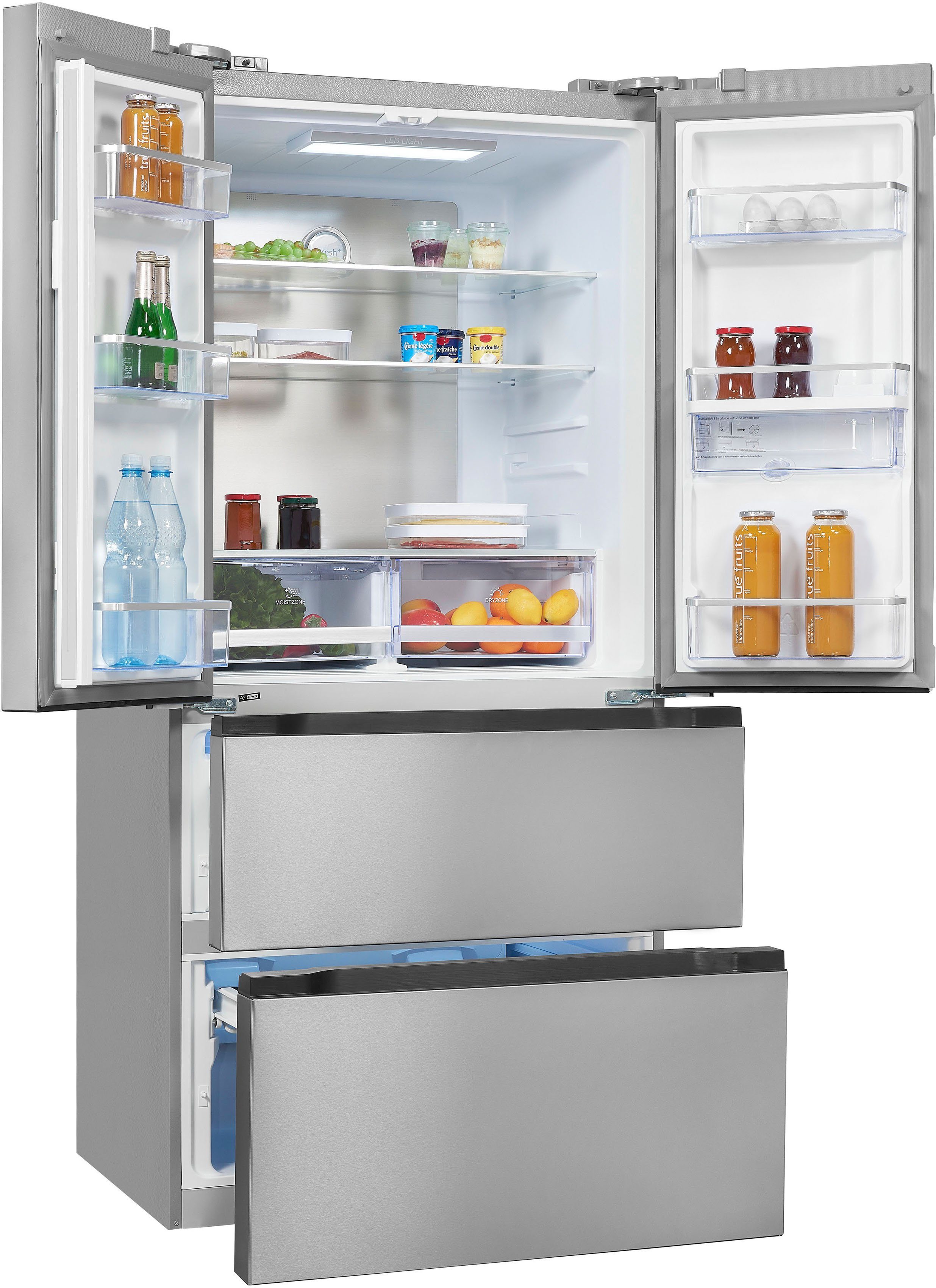 exquisit French Door FD490-160-WS-200E inoxlook, 183,0 cm hoch, 83,6 cm breit