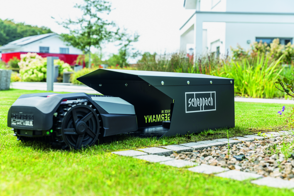 Scheppach Mährobotergarage Rasenmähroboter Rostfreies Metallgehäuse