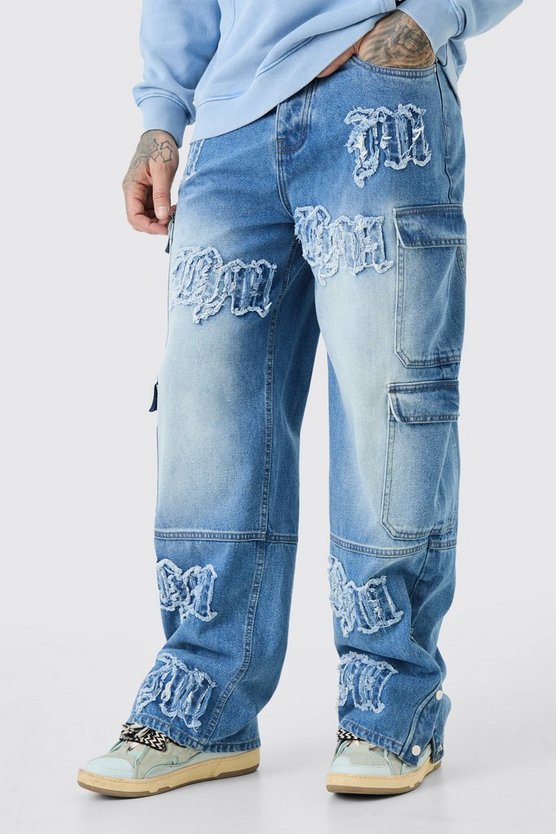 Tall lockere Cargo-Jeans mit Bm-Applikation und Taschen