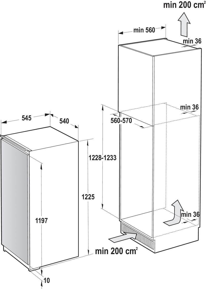 GORENJE Einbaukühlschrank RBI2122E1, 122,5 cm hoch, 54 cm breit, integrierbar