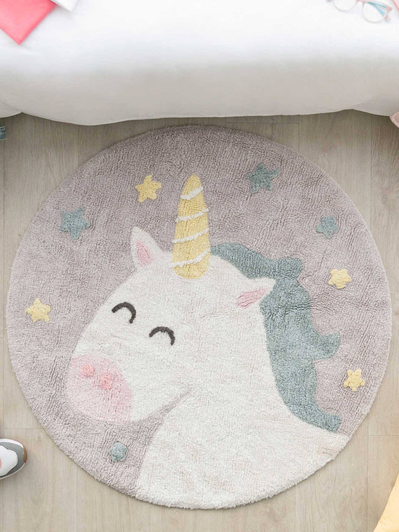Tapis coton lavable Licorne Believe in yourself LORENA CANALS gris