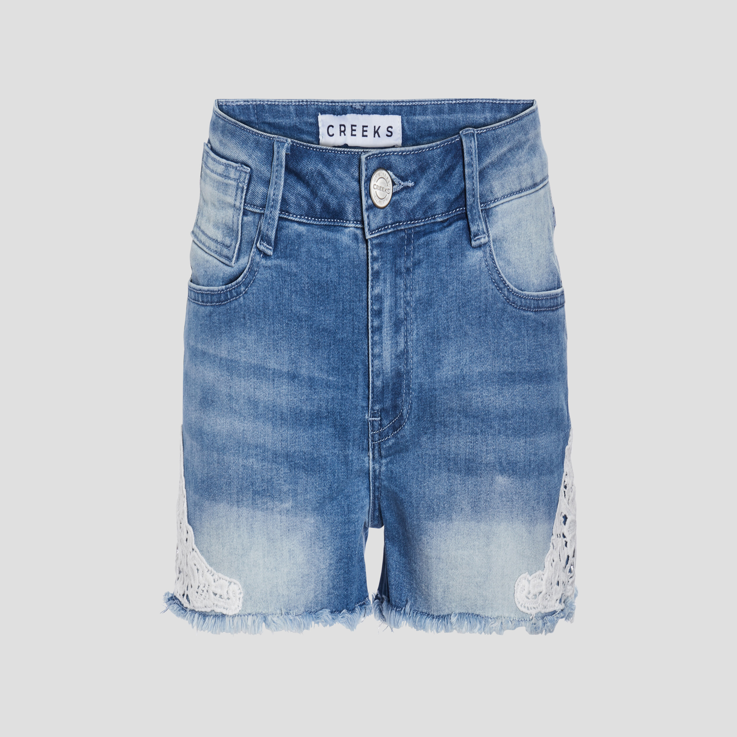 Short droit brodé en jean denim double stone femme | La Halle