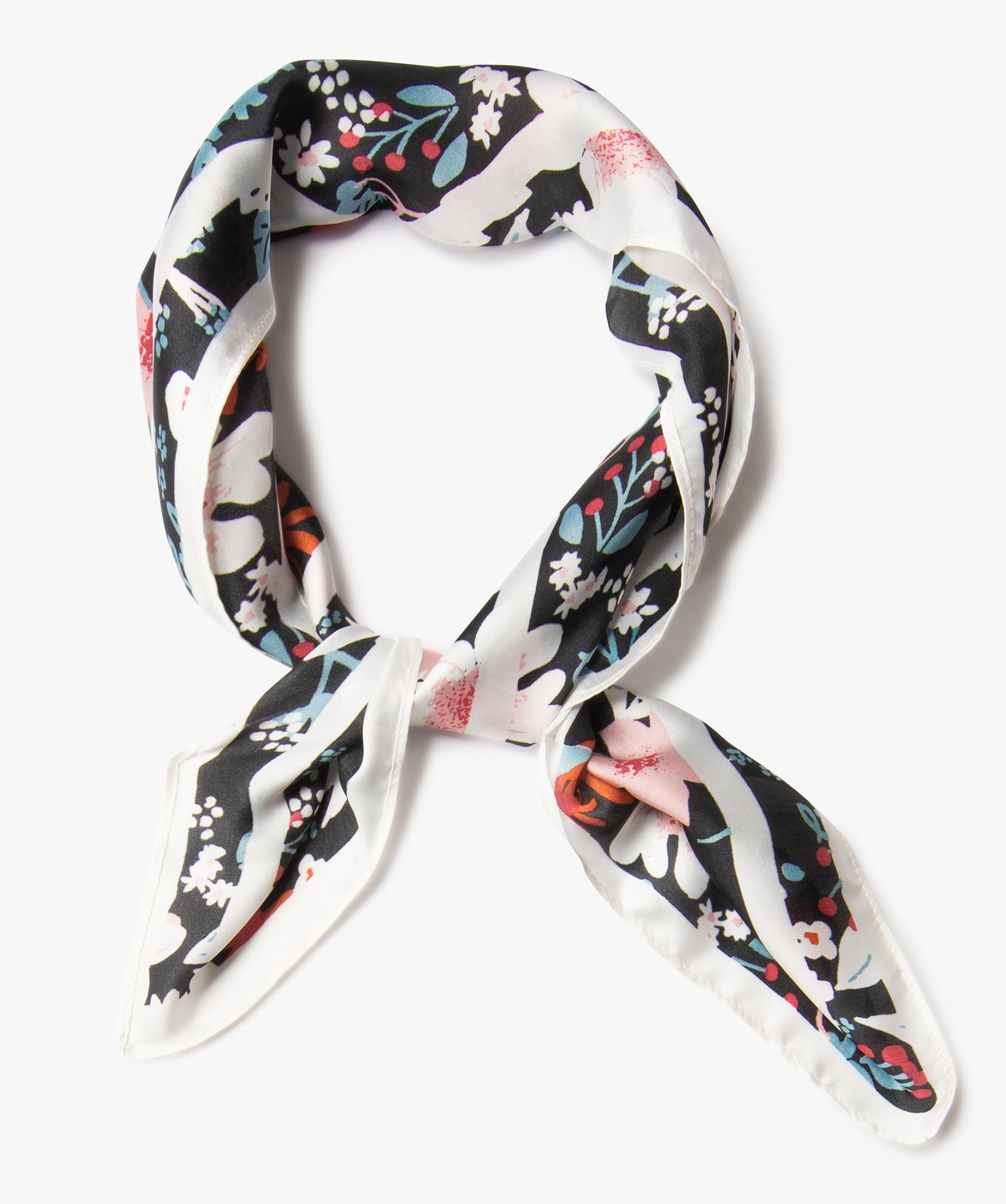 Foulard fille carré en satin fleuri - LuluCastagnette multicolore | GEMO