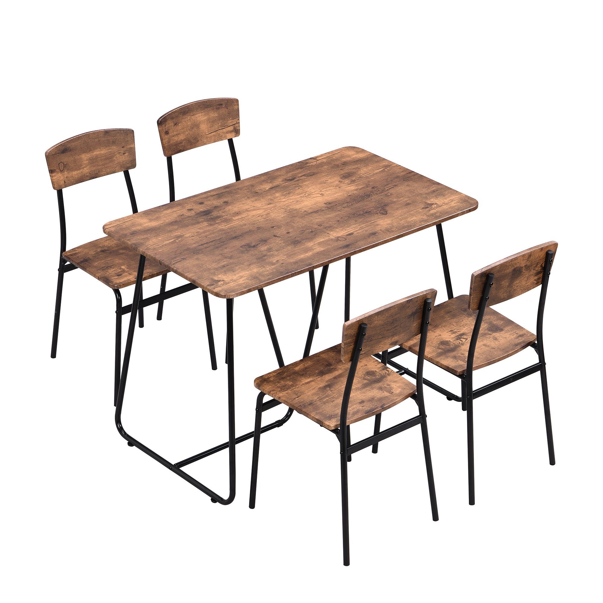 OKWISH Essgruppe, (Esstisch Rechteckige Tischplatte mit 4 Stühlen, 5-tlg., Moderne Esstisch und Stuhl Set)