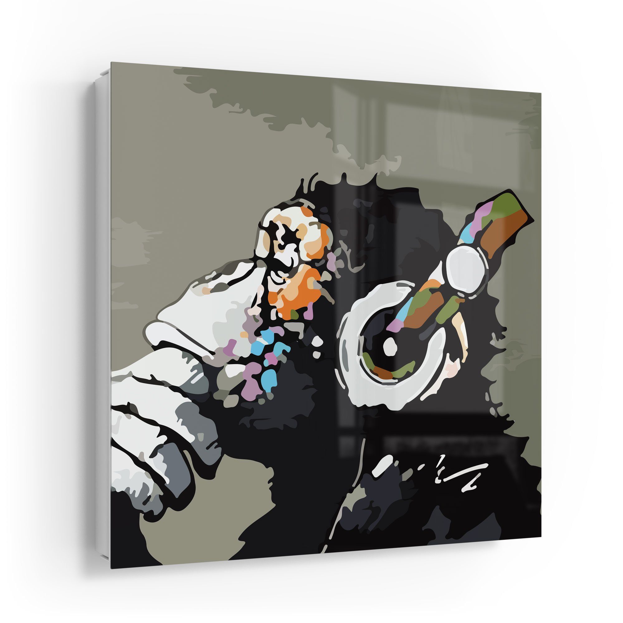 DEQORI Schlüsselkasten 'Schimpanse hört Musik', Glas Schlüsselbox modern magnetisch beschreibbar
