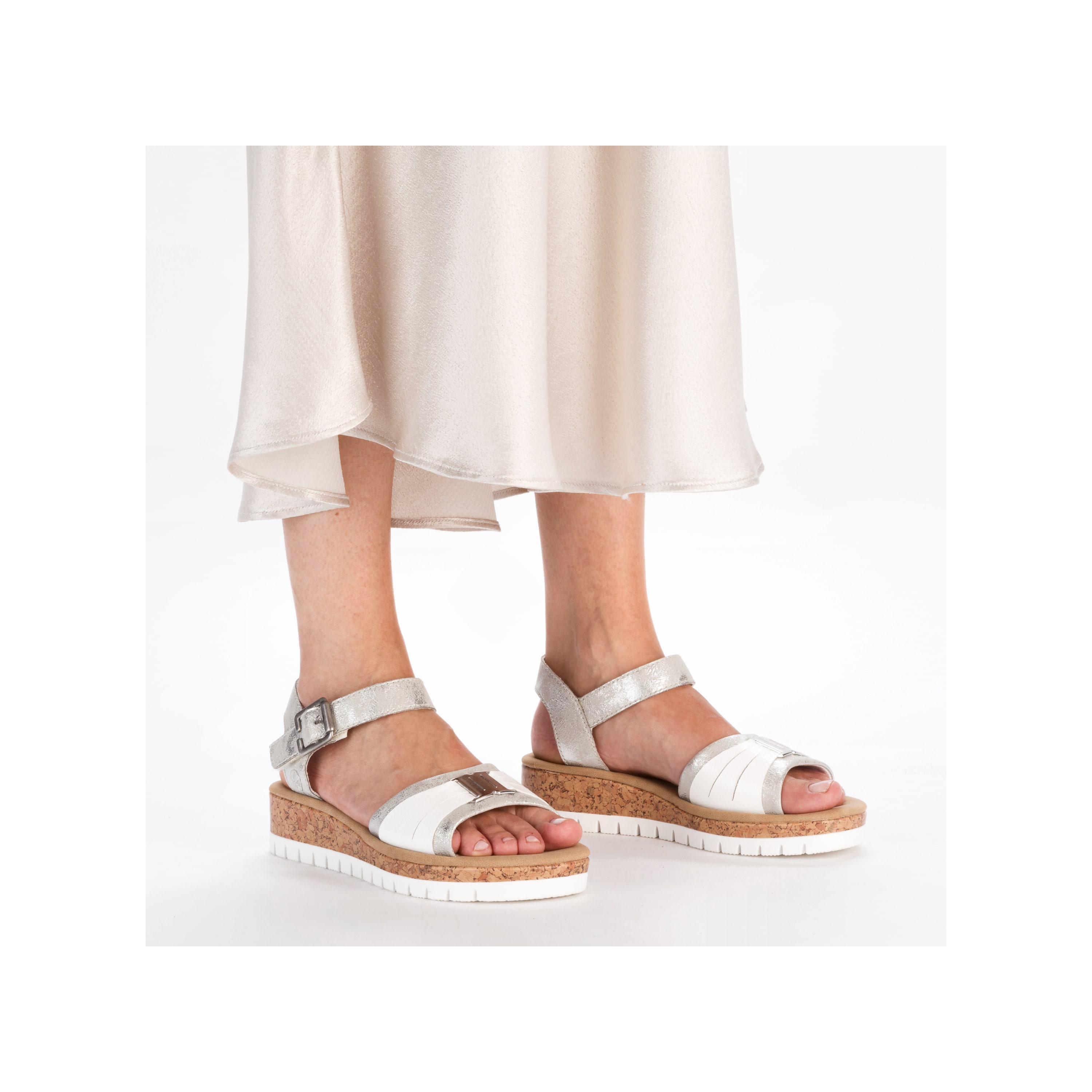 Rieker Damen Keilsandaletten silber-platin-metallic