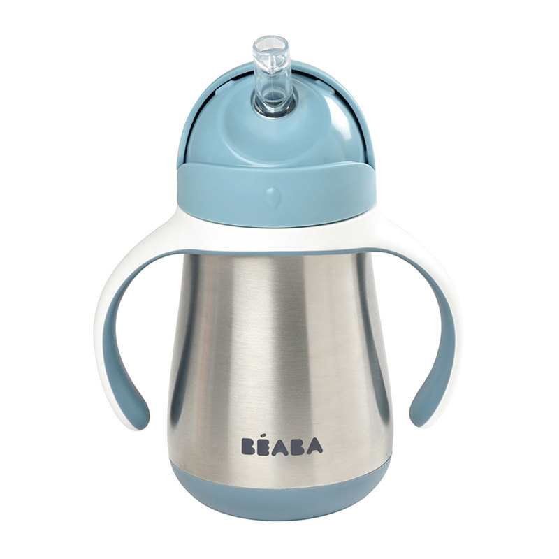 Tasse en inox avec paille 250 ml bleu Beaba