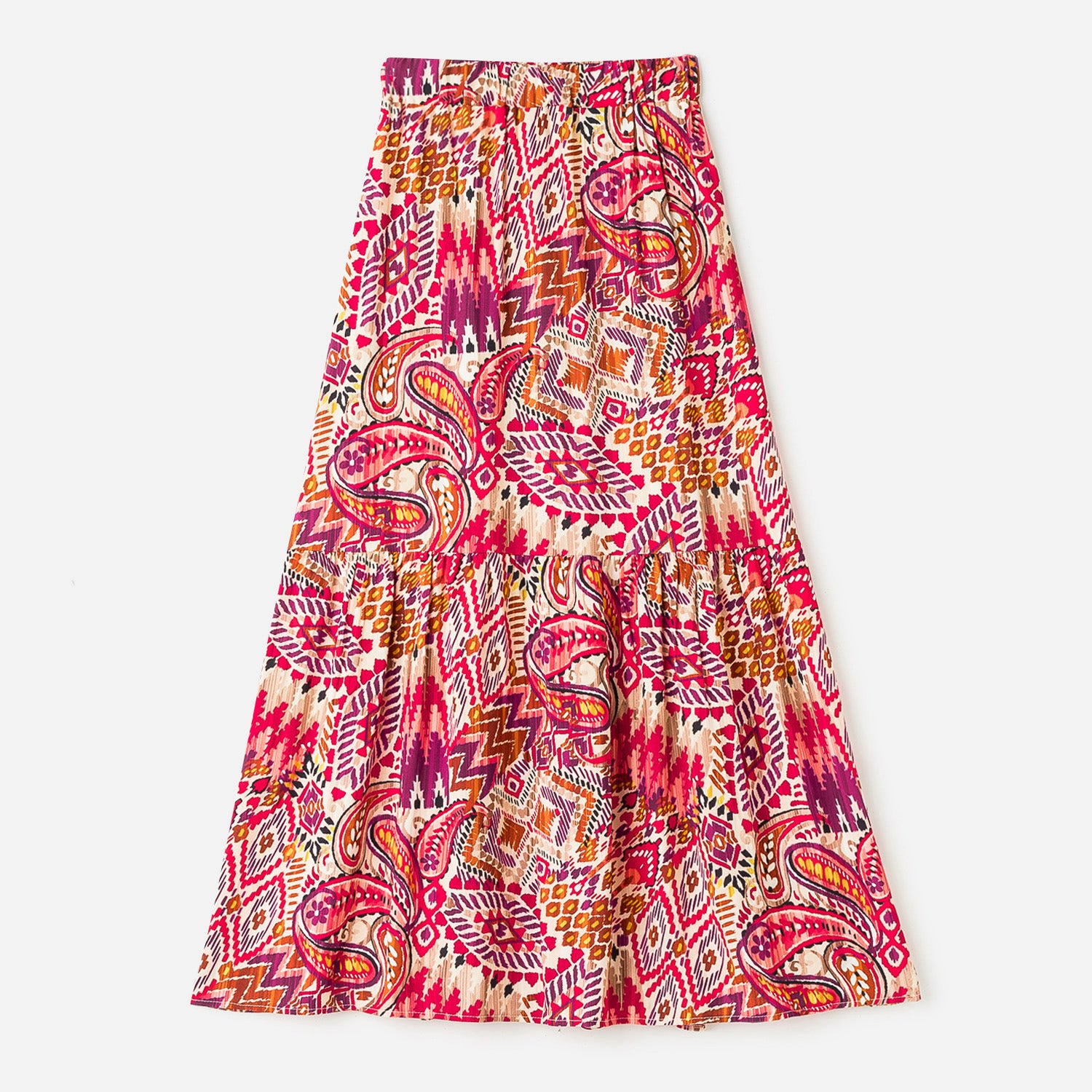 Jupe longue écrue à motif ikat