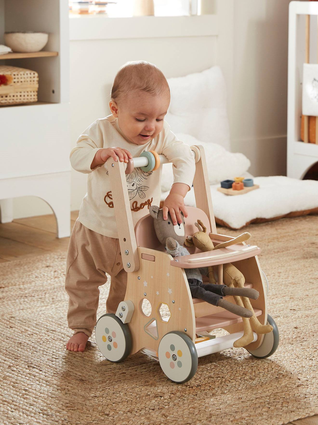 Chariot de marche poussette en bois FSC® vert
