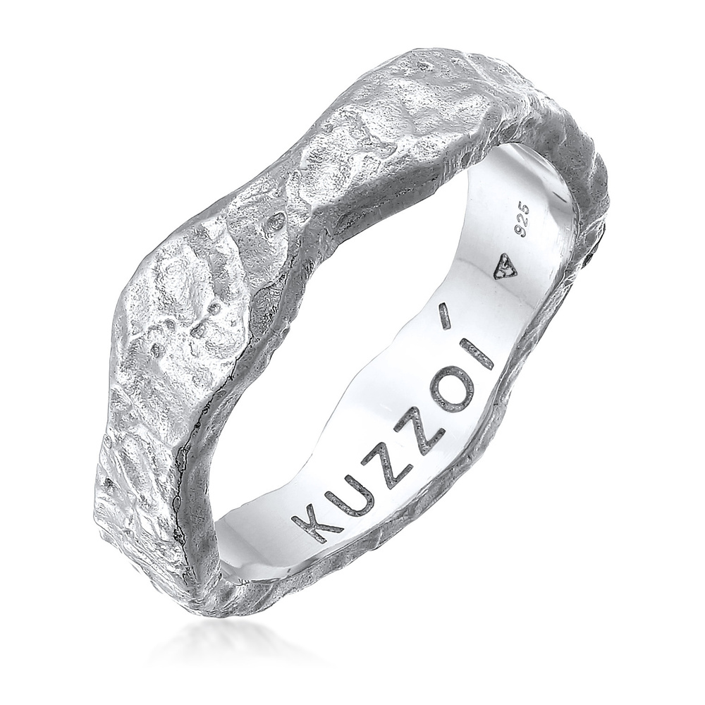 KUZZOI KUZZOI Bague Hommes Bande organique structure en Argent Sterling 925 Bague