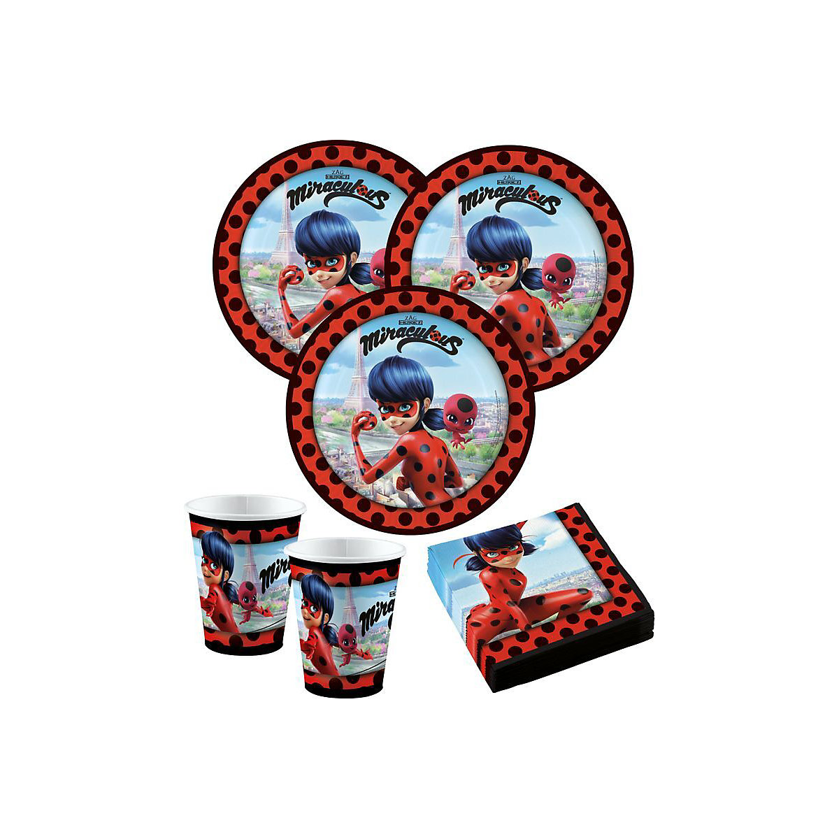 XXL 82 Teile Miraculous Ladybug und Cat Noir Party Deko Set 8 Kinder