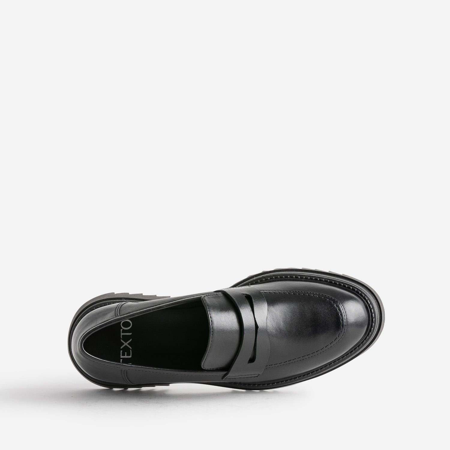 Mocassin TEXTO noir en cuir à semelle crantée