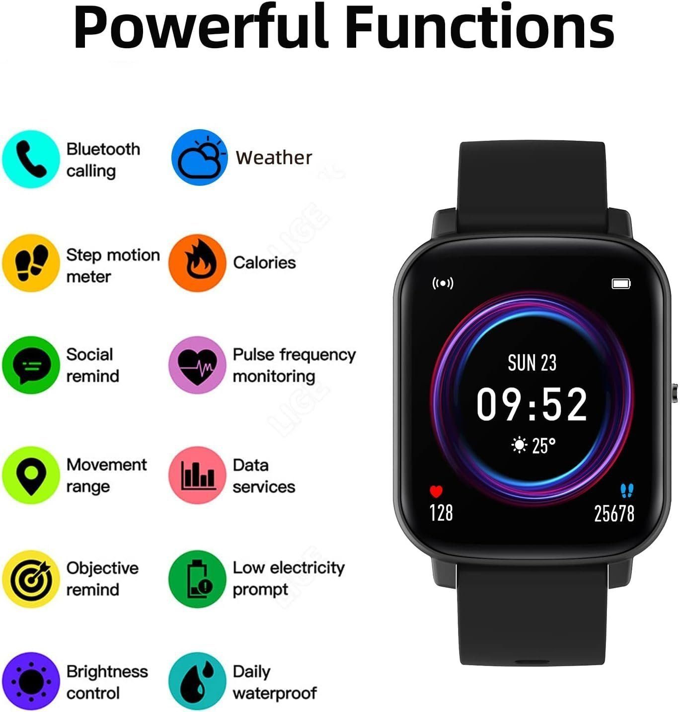 IBETTER Smartwatch, Fitness Tracker Uhr, Damen Herren Smartwatch (Fitnessuhr mit Telefonfunktion 1,69