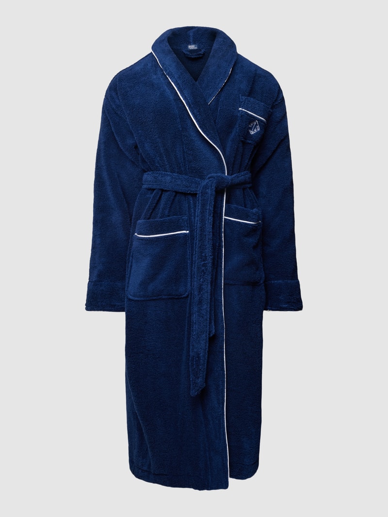 Bademantel mit Kontraststreifen in marineblau