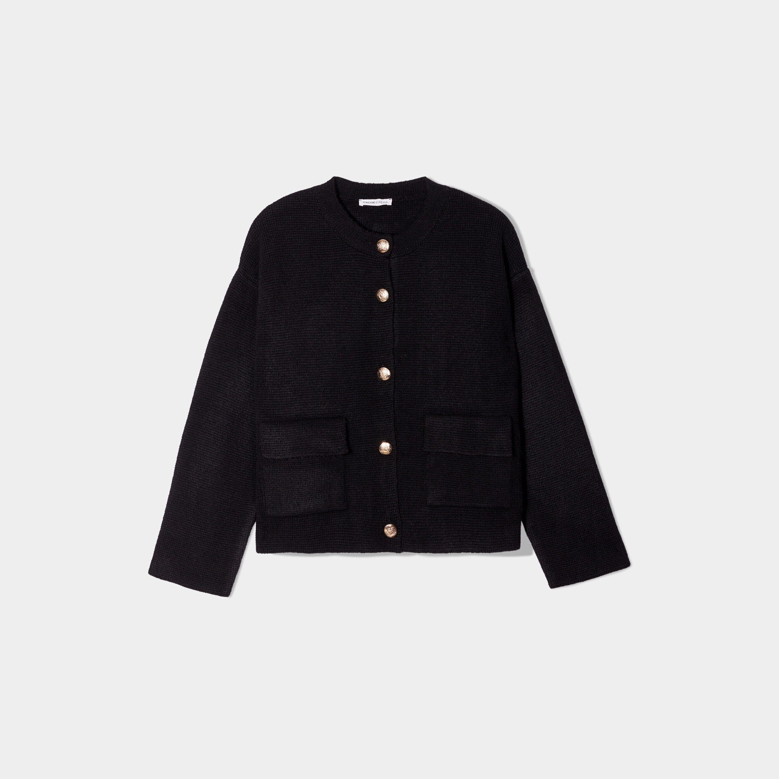Veste manches longues boutonné noir femme | Cache Cache