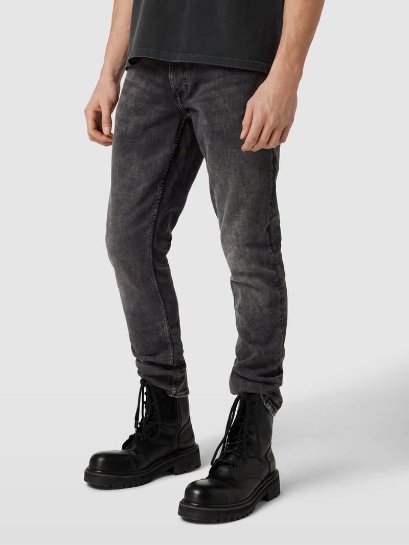 Regular Fit Jeans mit Label-Patch Modell 'Blizzard' in hellgrau