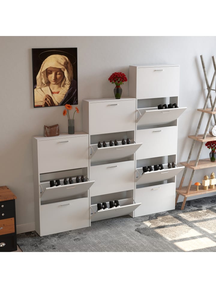 VCM  Holz Schuhregal Schuhschrank Schuhkipper Sulos L in Weiß günstig kaufen onesize