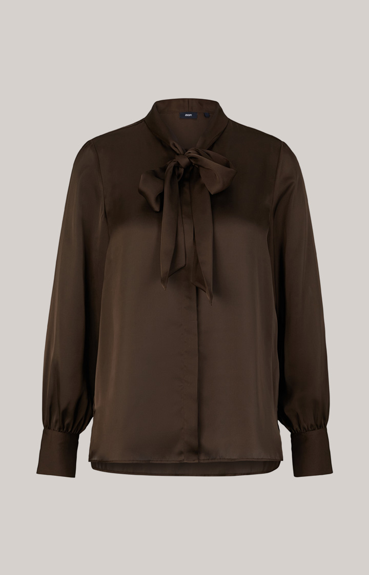 Satin-Bluse in Dunkelbraun