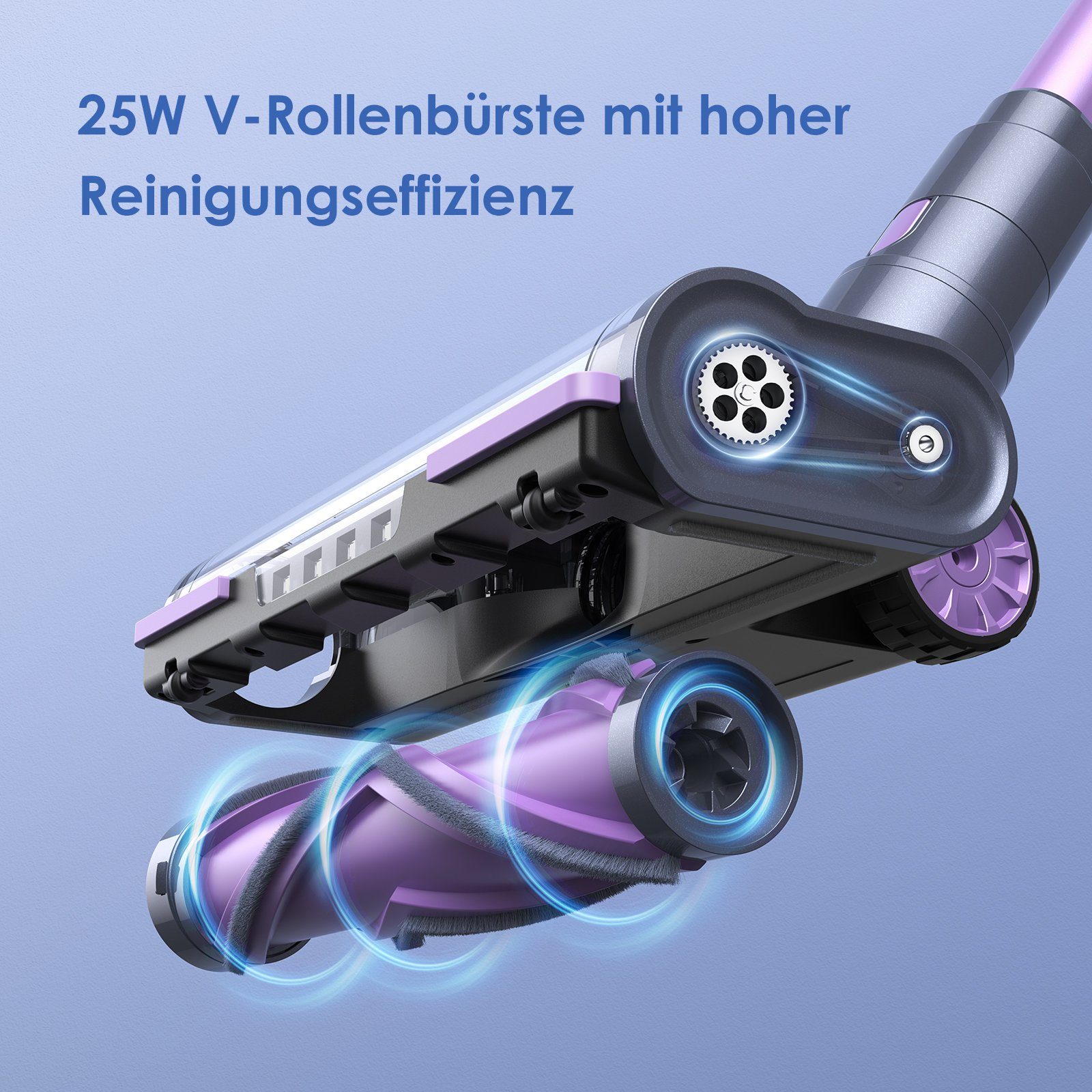 oyajia Akku-Stielstaubsauger kabellos 6in1 mit Ø10cm LED Touchscreen Akkusauger, 255,00 W, beutellos, 50Min. Laufzeit für Hartboden, Teppich, Tierhaare