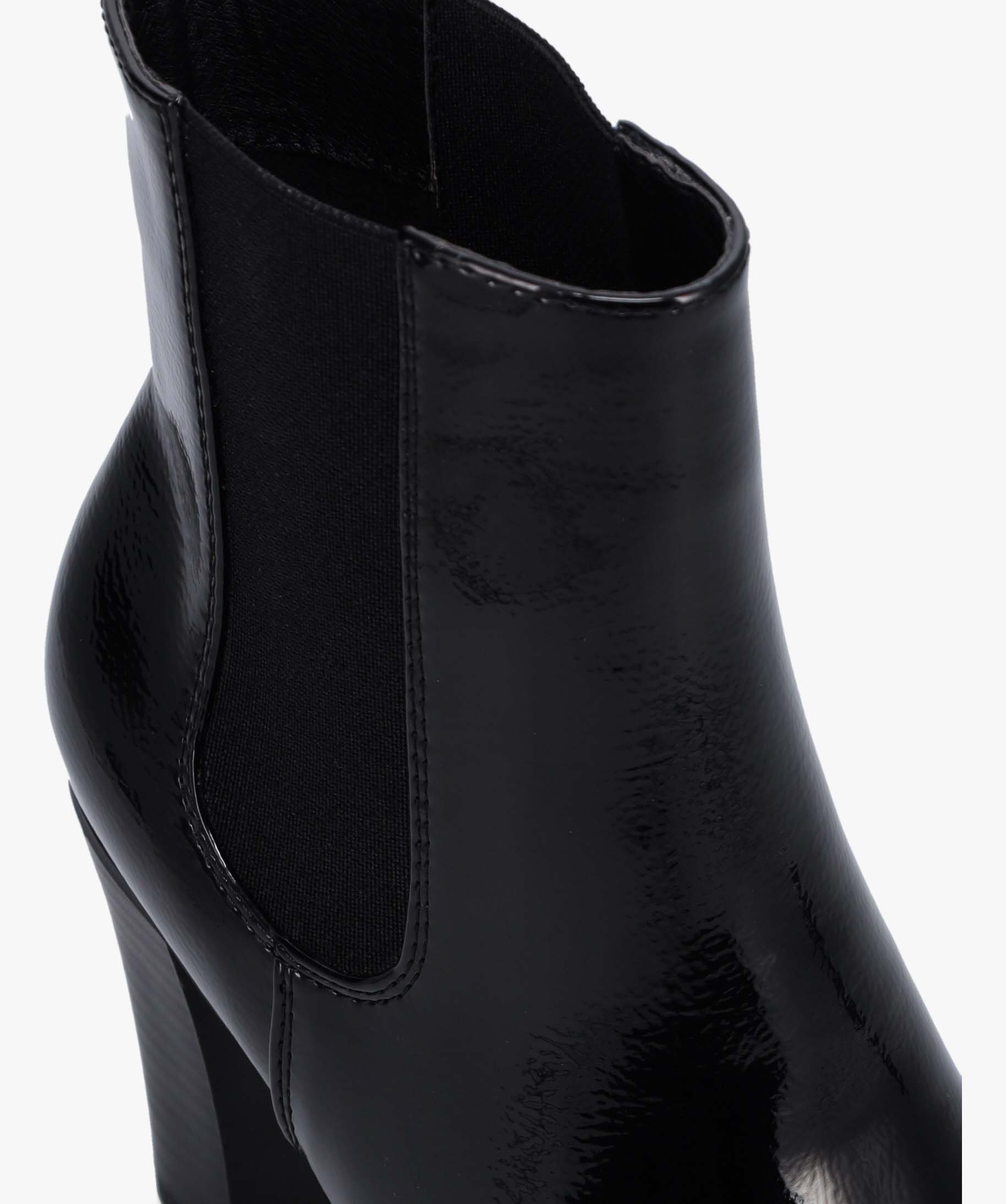 Boots femme style Chelsea à talon haut dessus verni noir | GEMO