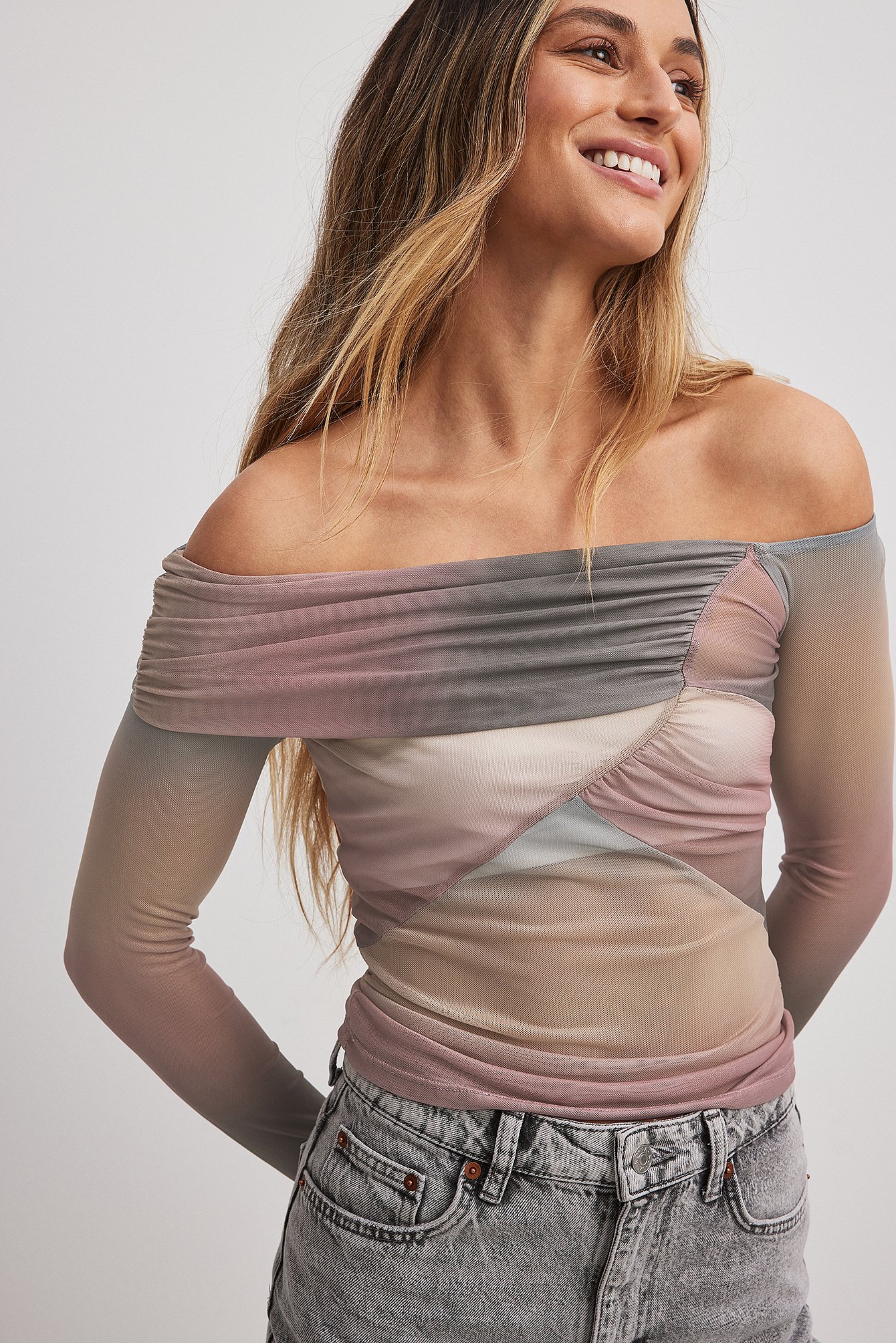 Drapiertes Top aus Mesh
