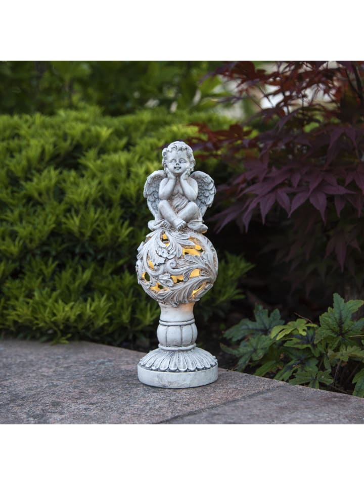 STAR Trading LED Solar Engel Gartenfigur Grabdeko H: 27cm in grau günstig kaufen onesize