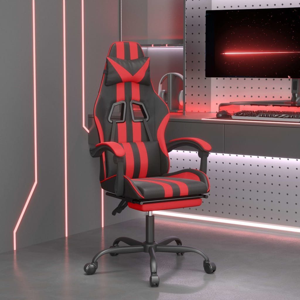 vidaXL Gaming-Stuhl Gaming-Stuhl mit Fußstütze Drehbar Schwarz & Rot Kunstleder (1 St)