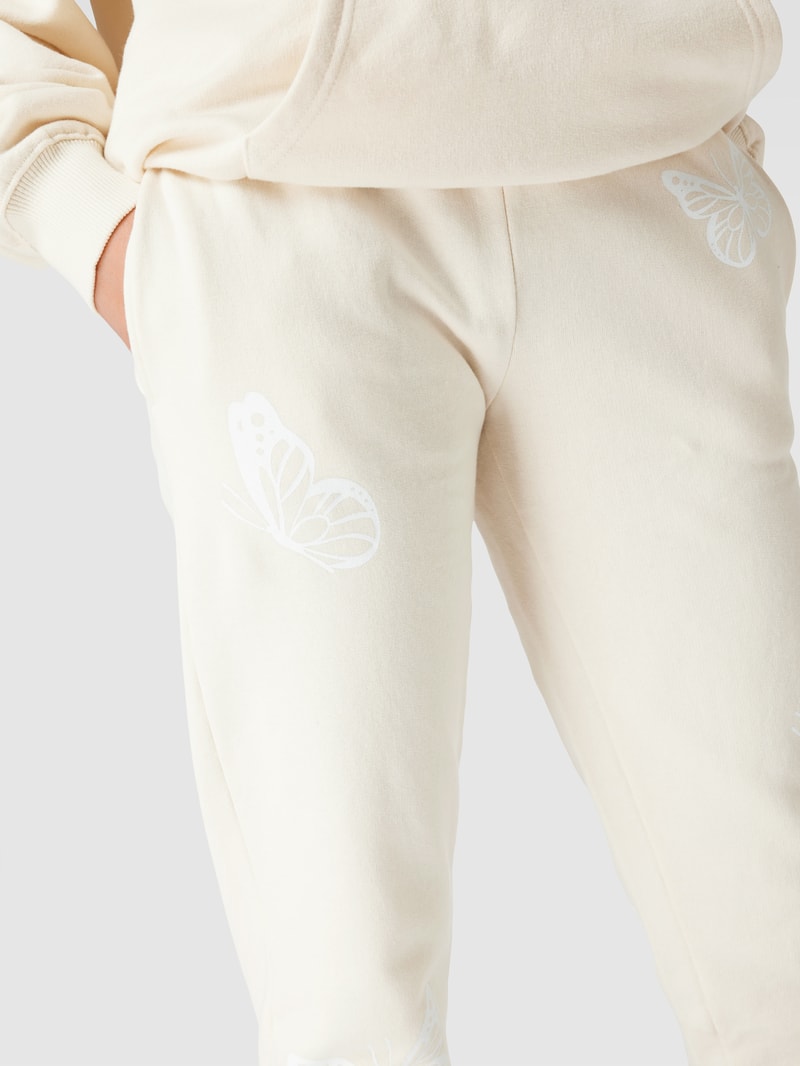 Sweatpants mit Motiv-Print in beige