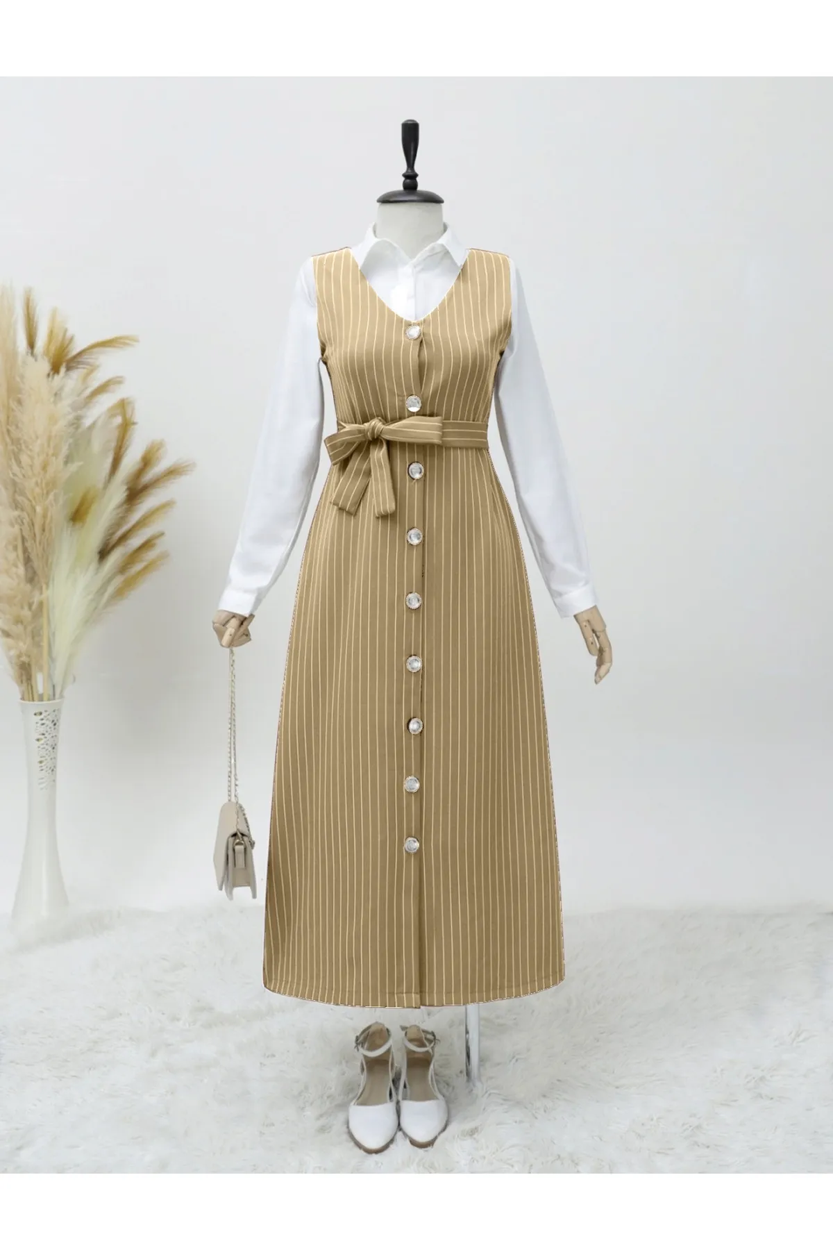 Modamorfo  Kleid - Braun - Gilet