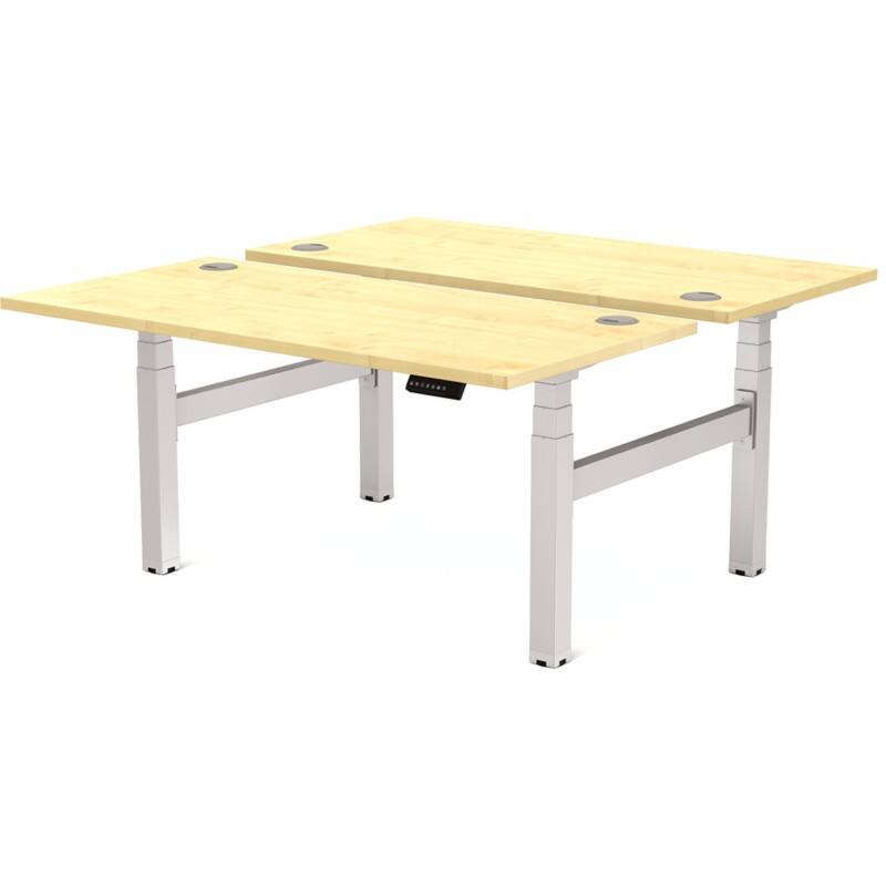 Fellowes Cambio Elektrisch Höhenverstellbar Sitz-Stehschreibtisch Rechteckig Ahorn T-Fuß 1.699 (B) x 1.470 (T) x 1.305 (H) mm MFC (Melaminbeschichtete Spanplatte), PVC (Polyvinylchlorid), Stahl