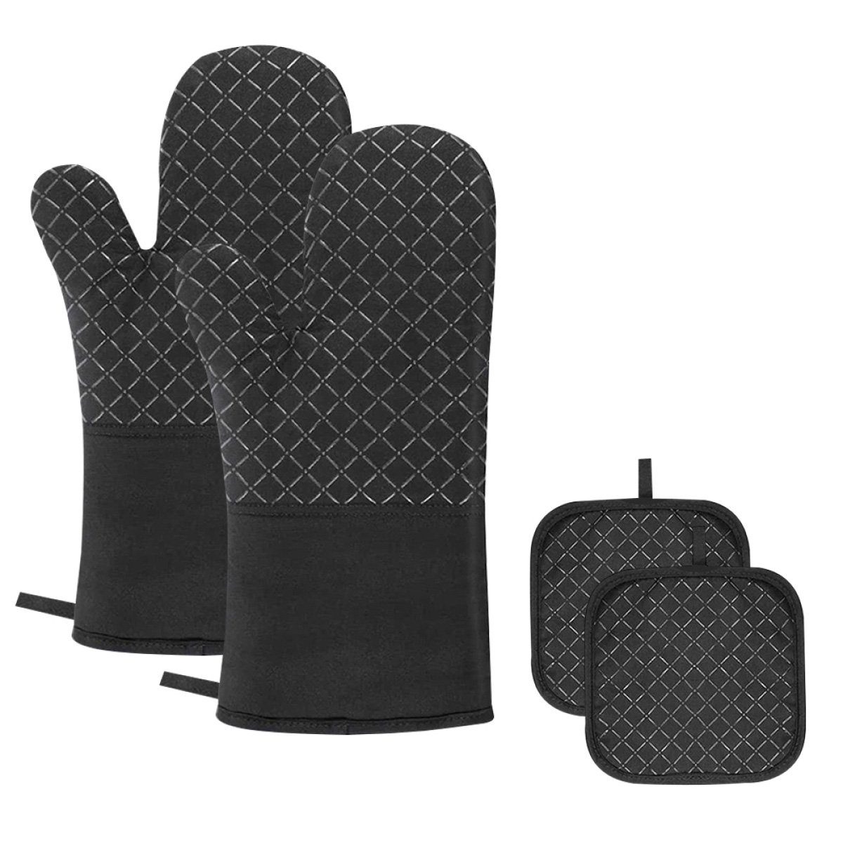 Rwoythk Topfhandschuhe Ofenhandschuhe Topflappen 4er Set, Hitzebeständige Topfhandschuhe
