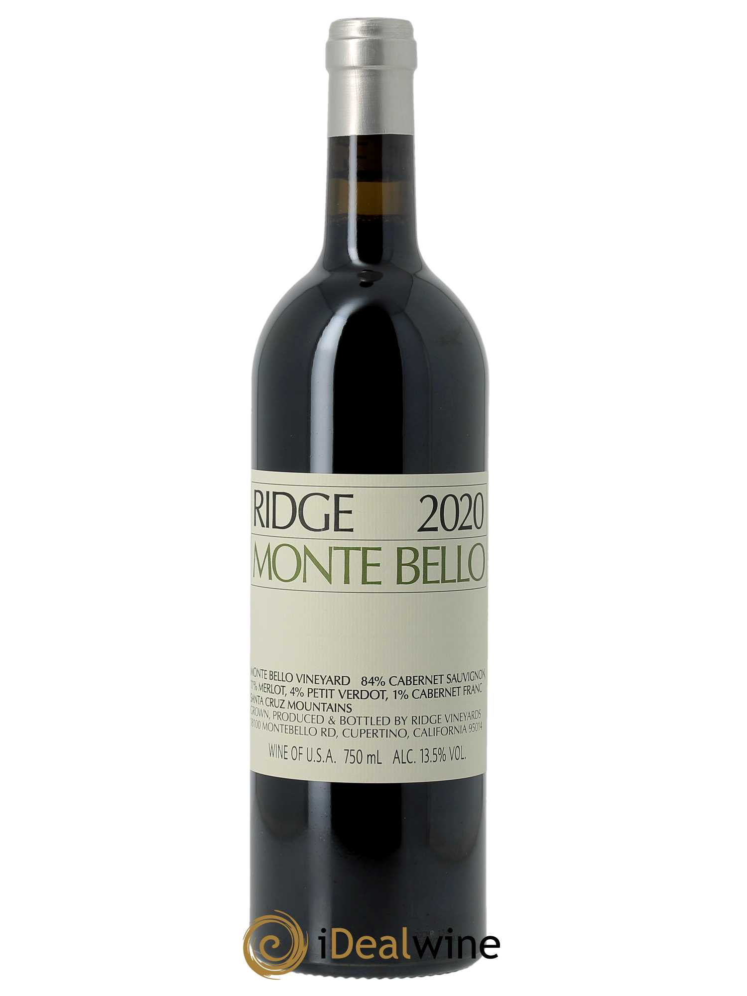 Santa Cruz Mountains Monte Bello Ridge Vineyards  2020 - Lot de 1 Bouteille