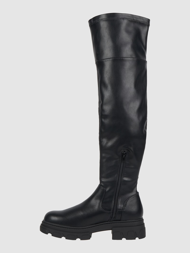 Overknees in Leder-Optik in schwarz