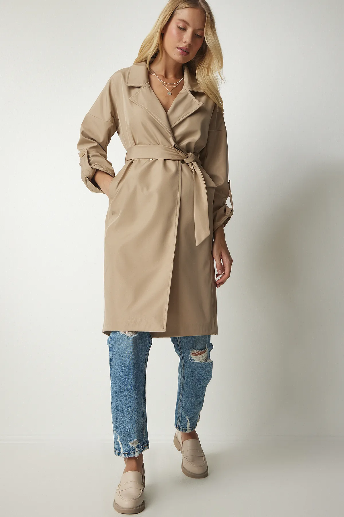 Happiness İstanbul  Trenchcoat - Beige - Basic