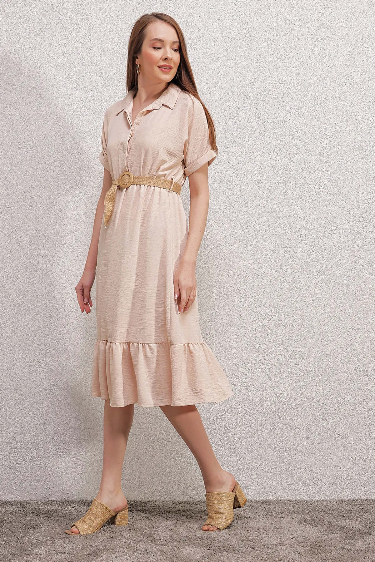 Bigdart  2292 Kleid mit Gürtel – Creme