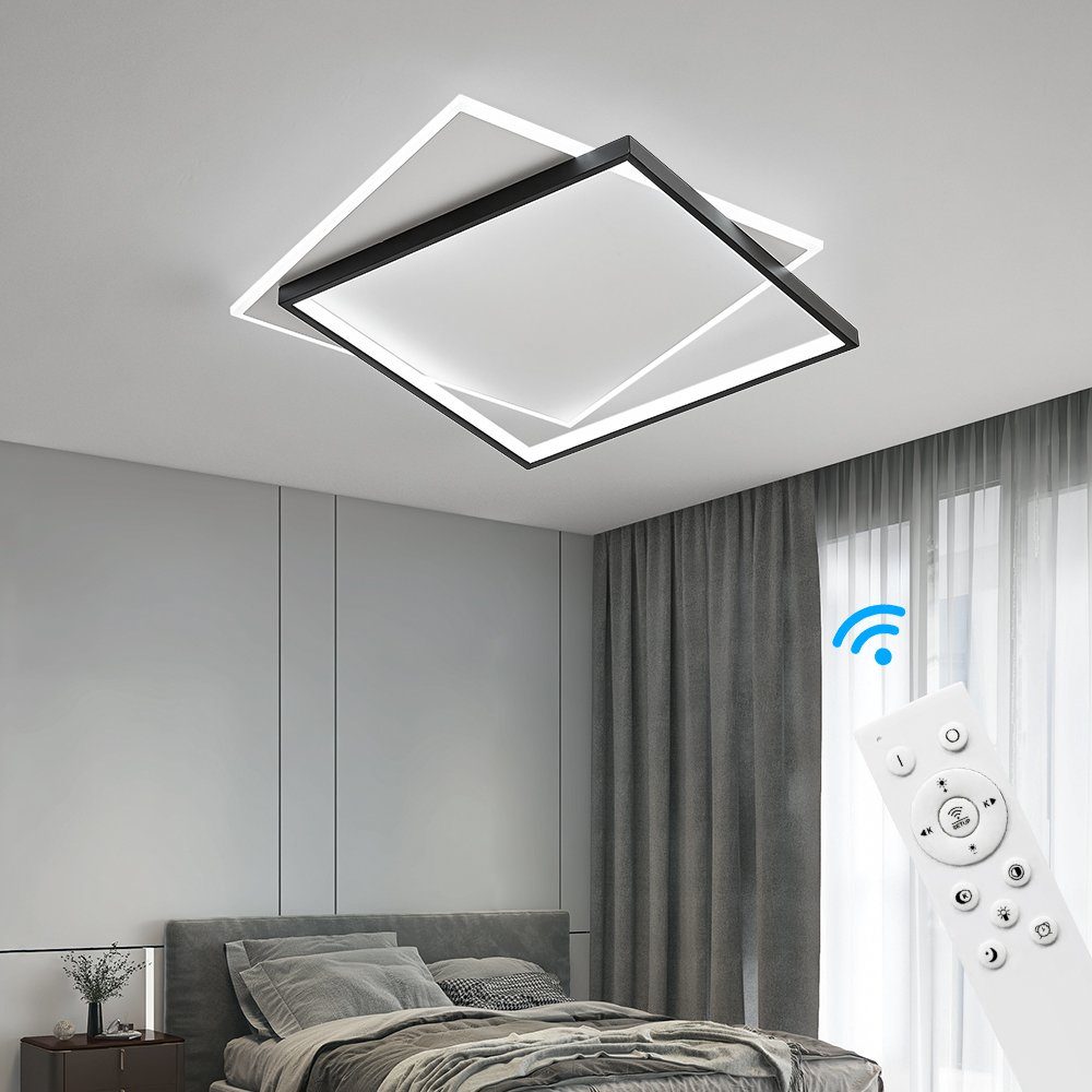 Eurotondisplay LED Deckenleuchte LED Deckenleuchte Fernbedienung Helligkeit einstellbar schwarz weiß, LED fest integriert, Stufenlos einstellbar, Tageslichtweiß, Warmweiß, Farbwechsler, Neutralweiß, Mit Fernbedienung Lichtfarbe und Helligkeit einstel