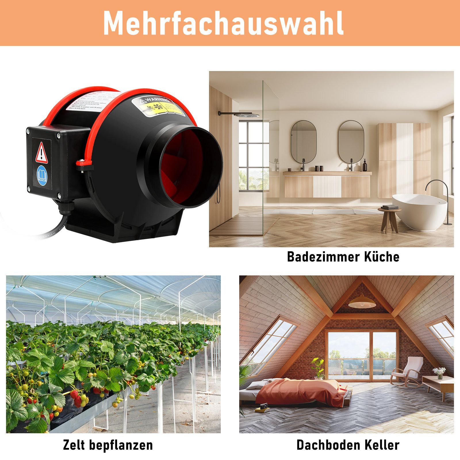 Lospitch Wandventilator Rohrventilator Ø100/150mm Rauchabzug mit Fernbedienung 2-Gang Regler