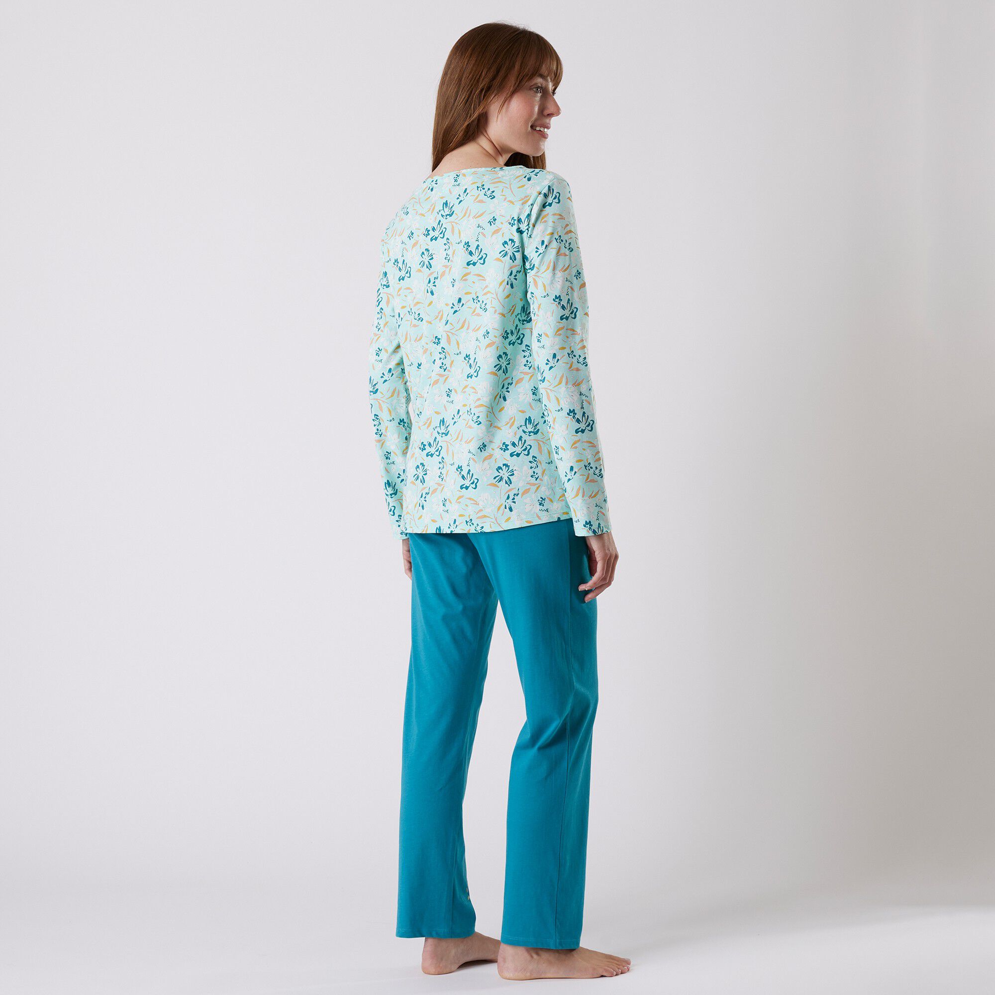 Tee-shirt pyjama manches longues imprimé floral