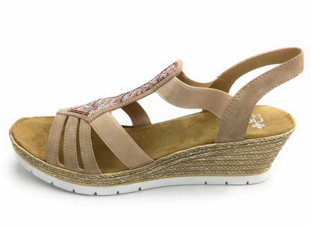 RIEKER Plateau Sandalen rose