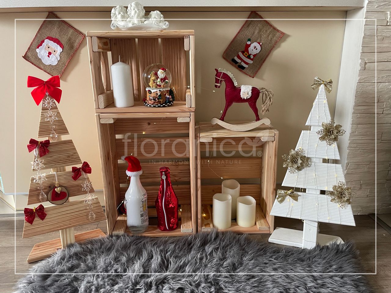 Pemicont Floranica Holzkiste Lärche nicht imgrägniert 3er Set Gartendeko Aufbewahrungsboxen Obstkisten Blumentopf Holz Kiste Spielzeugkiste