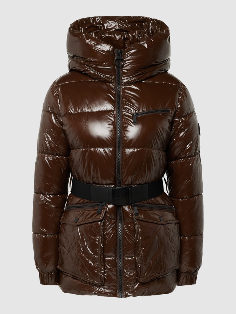Steppjacke mit Gürtel in schokobraun