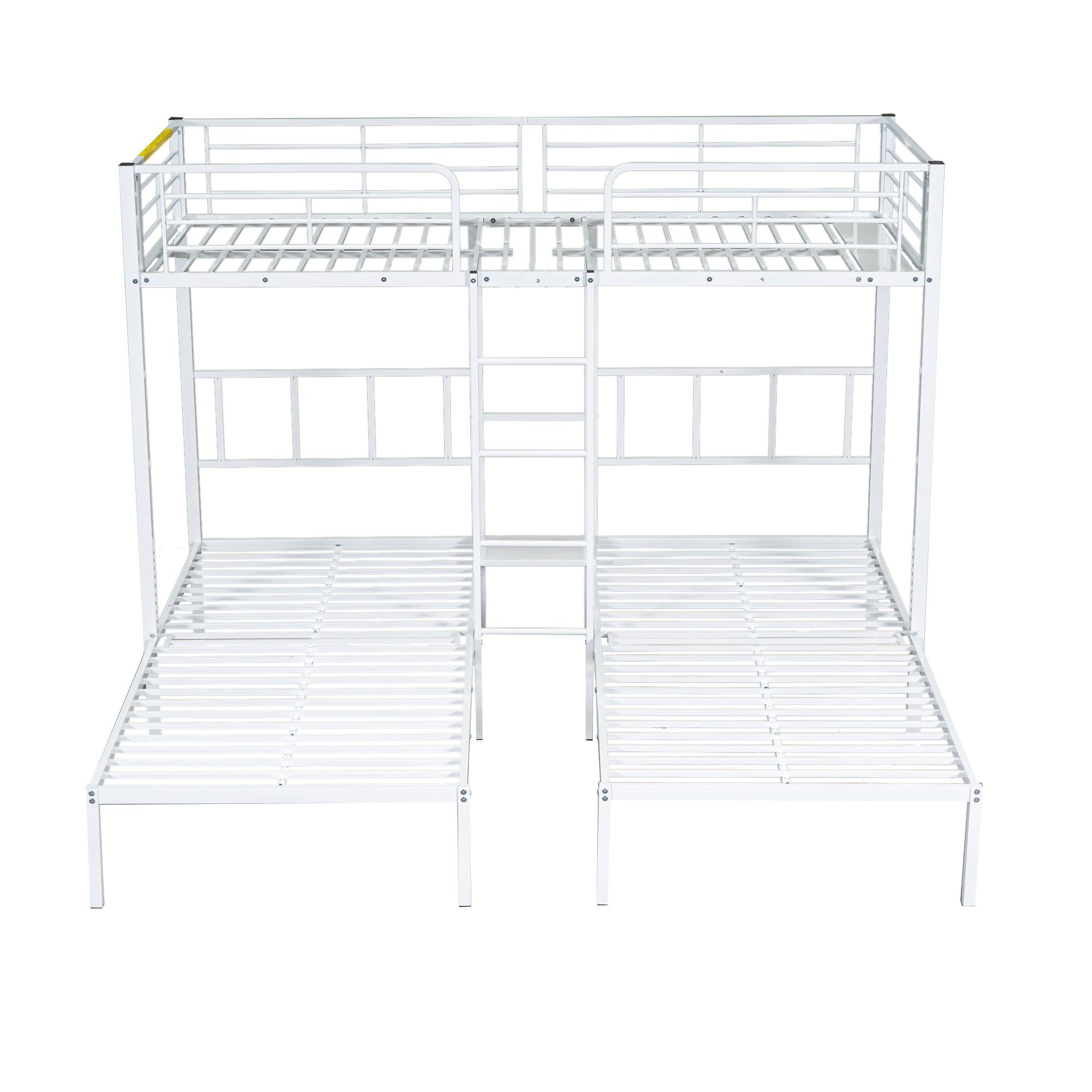 Flieks Etagenbett, Dreierbett Kinderbett Metallbett mit Leiter 90x200cm*3