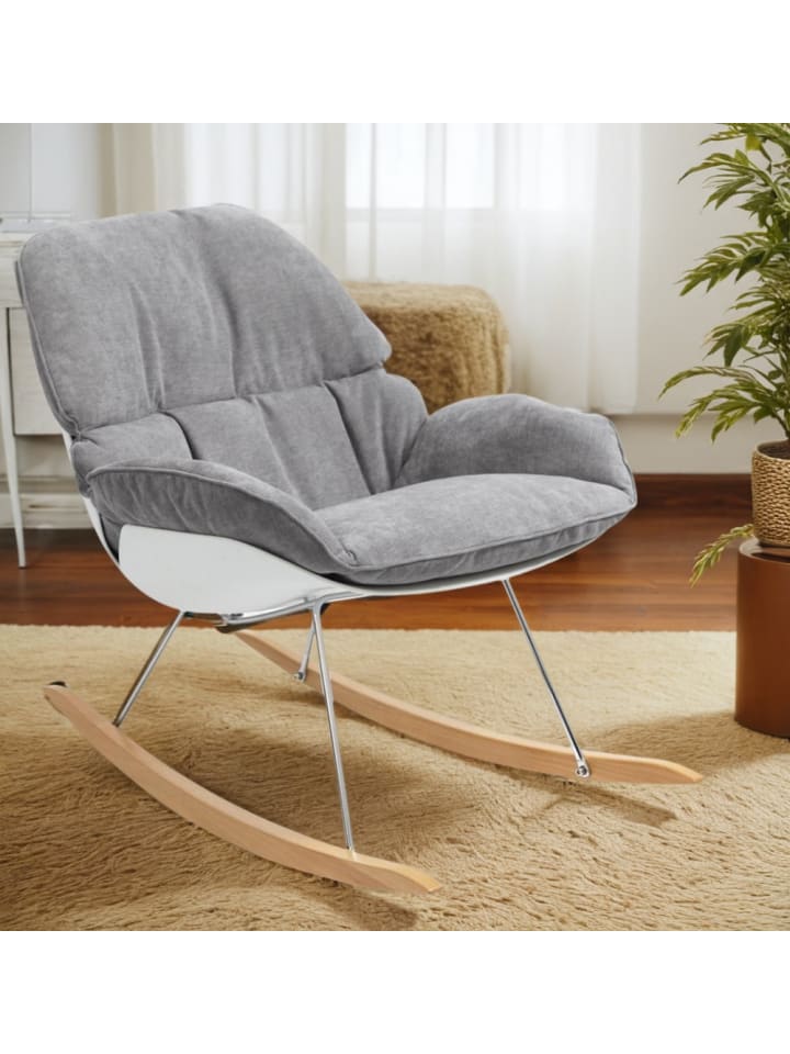 KADIMA DESIGN Schaukelstuhl Textil Holzkufen, Designsessel, Komfortabler Polstersessel günstig kaufen onesize