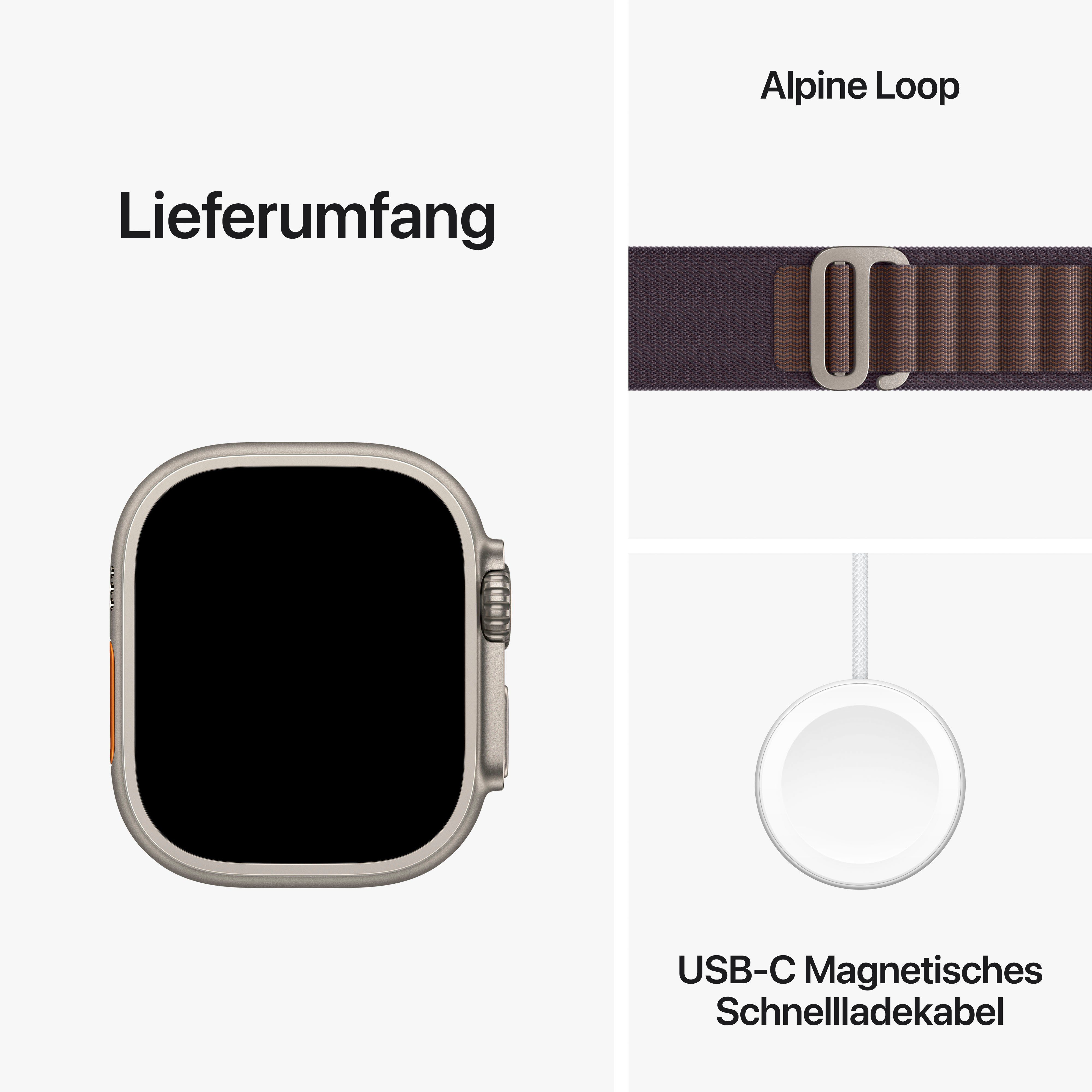 Apple Watch Ultra 2 GPS 49 mm + Cellular Titanium Large Smartwatch (4,9 cm/1,92 Zoll, Watch OS 10), Alpine Loop