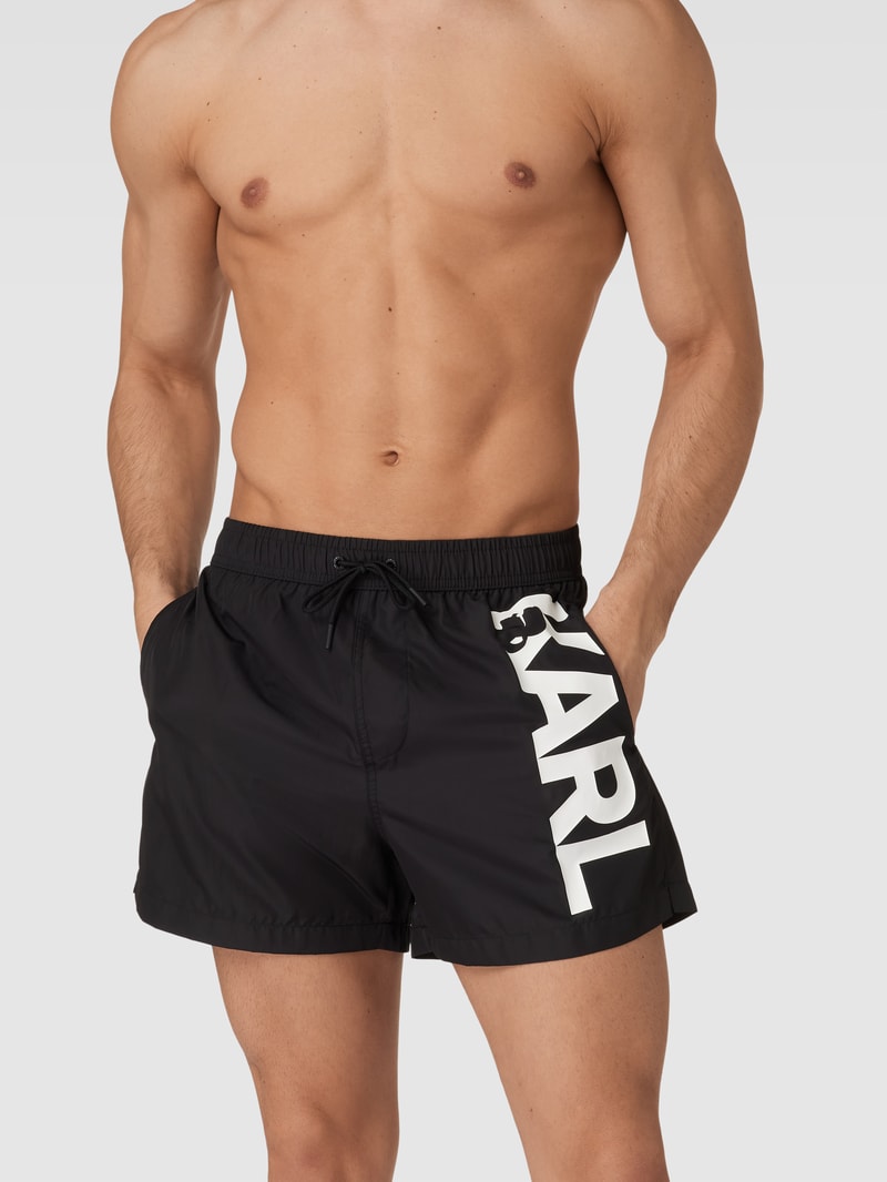 Badehose mit Logo-Print in schwarz
