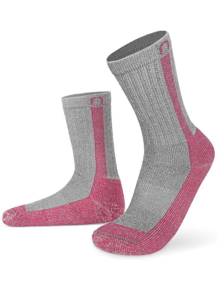 normani 2 Paar Merino Wander- und Arbeitssocken Nowra in Grau/Pink günstig kaufen